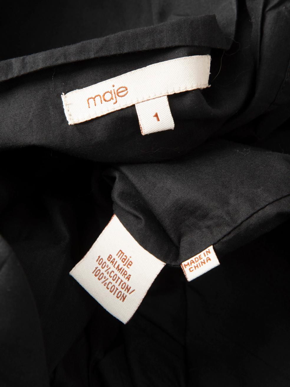 Maje Schwarzes plissiertes Midikleid mit V-Ausschnitt Größe S Damen im Angebot