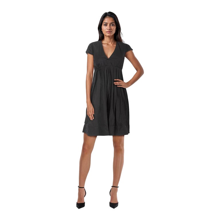 Maje Black V-Neck Pleated Midi Dress Size S For Sale at 1stDibs