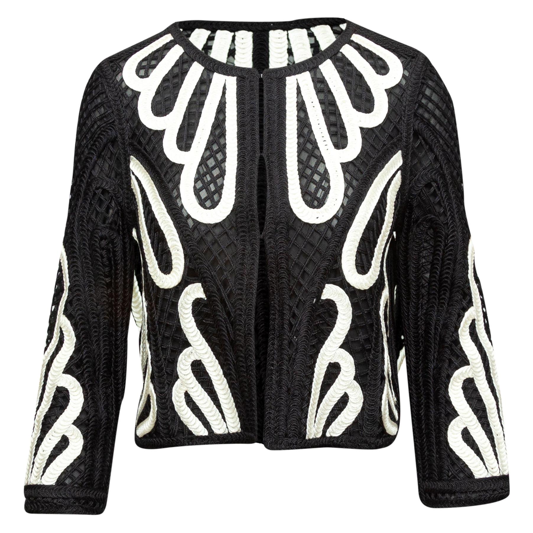 Maje Black & White Embroidered Sheer Jacket