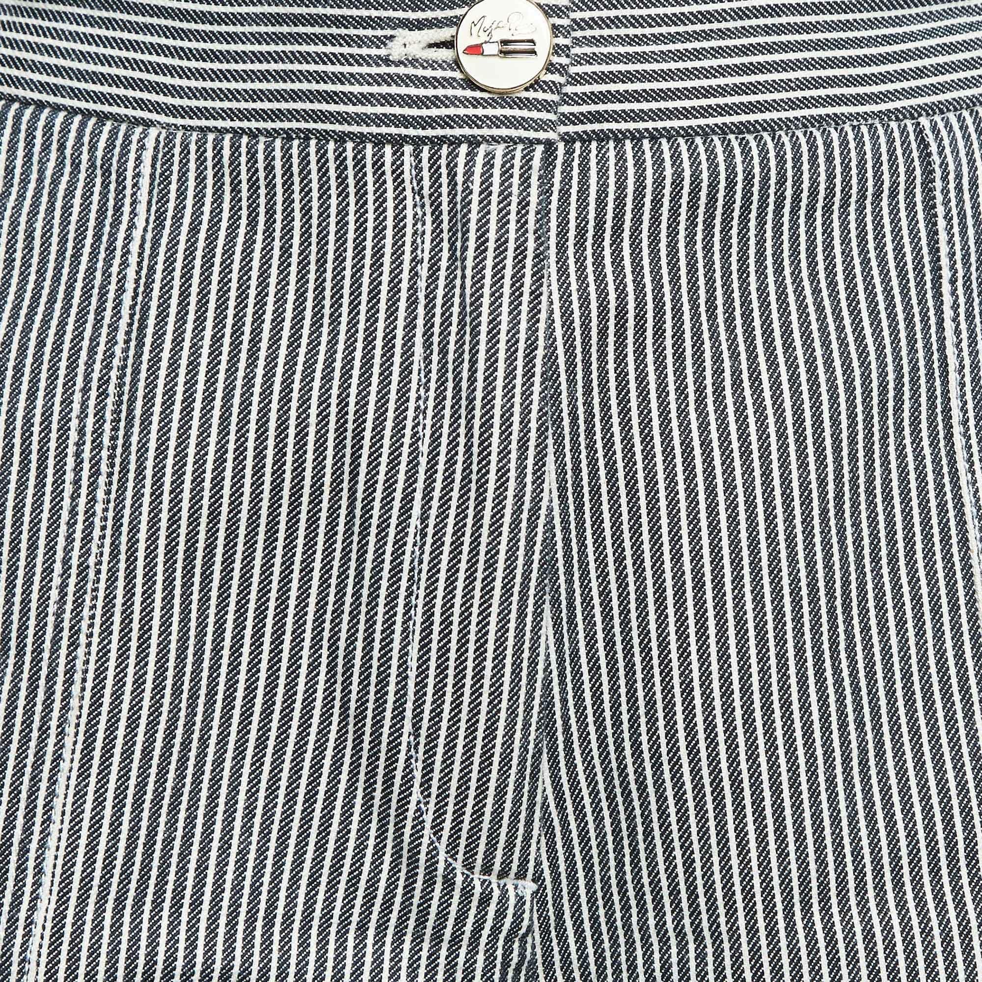 Maje Schwarz/Weiß gestreifte Baumwoll Shorts Regular L (Grau) im Angebot