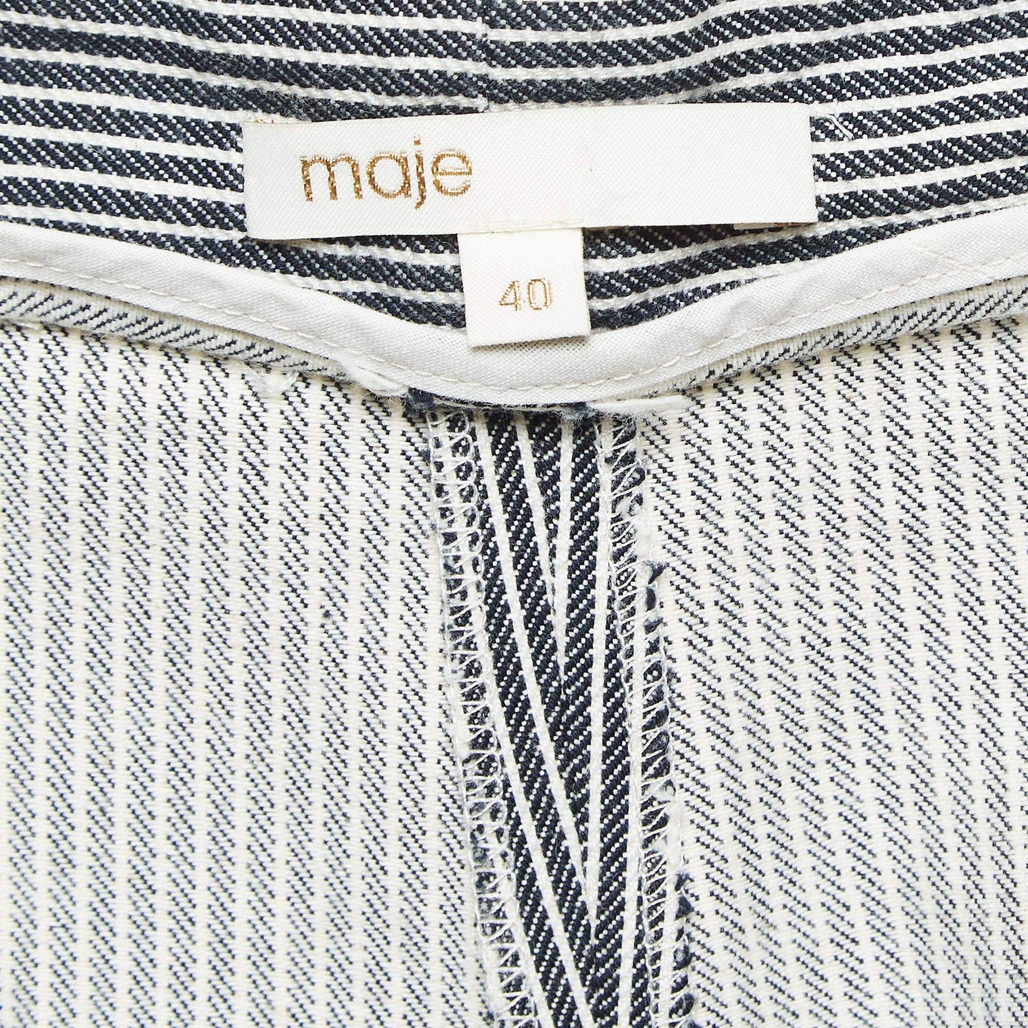 Maje Schwarz/Weiß gestreifte Baumwoll Shorts Regular L im Zustand „Gut“ im Angebot in Dubai, Al Qouz 2