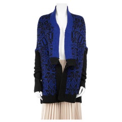 Maje Blue Chunky Knit Fair Isle Intarsia Cardigan Size M