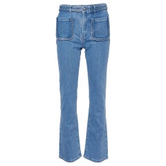 Maje Blue Denim Braid Detail Flared Jeans S