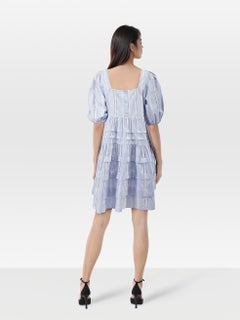 Maje Blue Embroidered Mini Dress Size XL