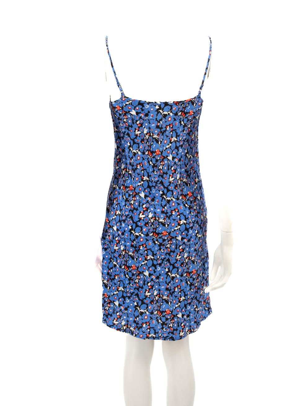 Maje Blue Floral Print Mini Dress Size S In Good Condition For Sale In London, GB