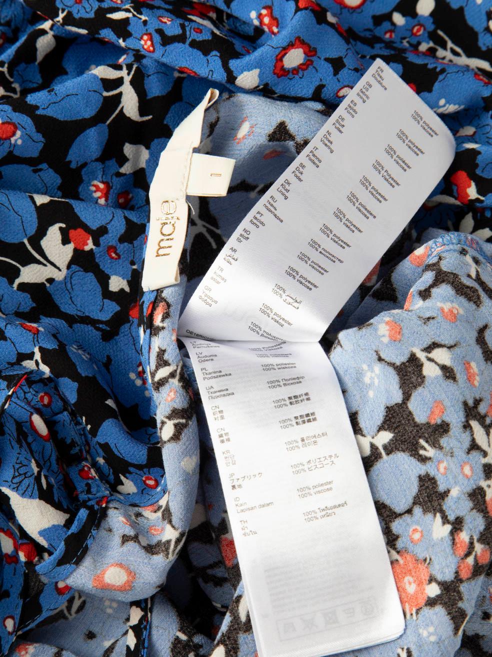 Maje Blue Floral Print Mini Dress Size S For Sale 1