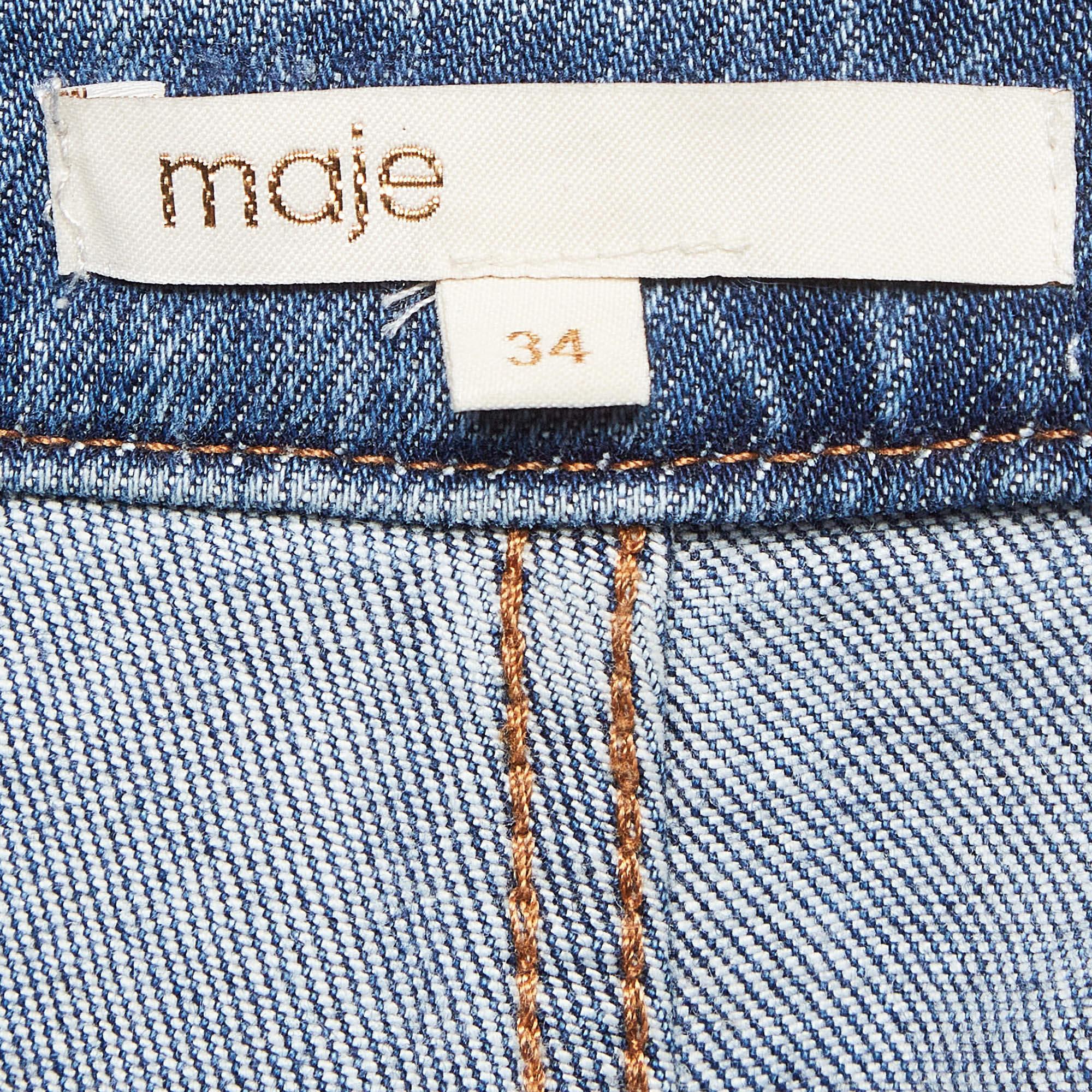 Women's Maje Blue Lace-Up Denim High Rise Jeans XS Waist 26