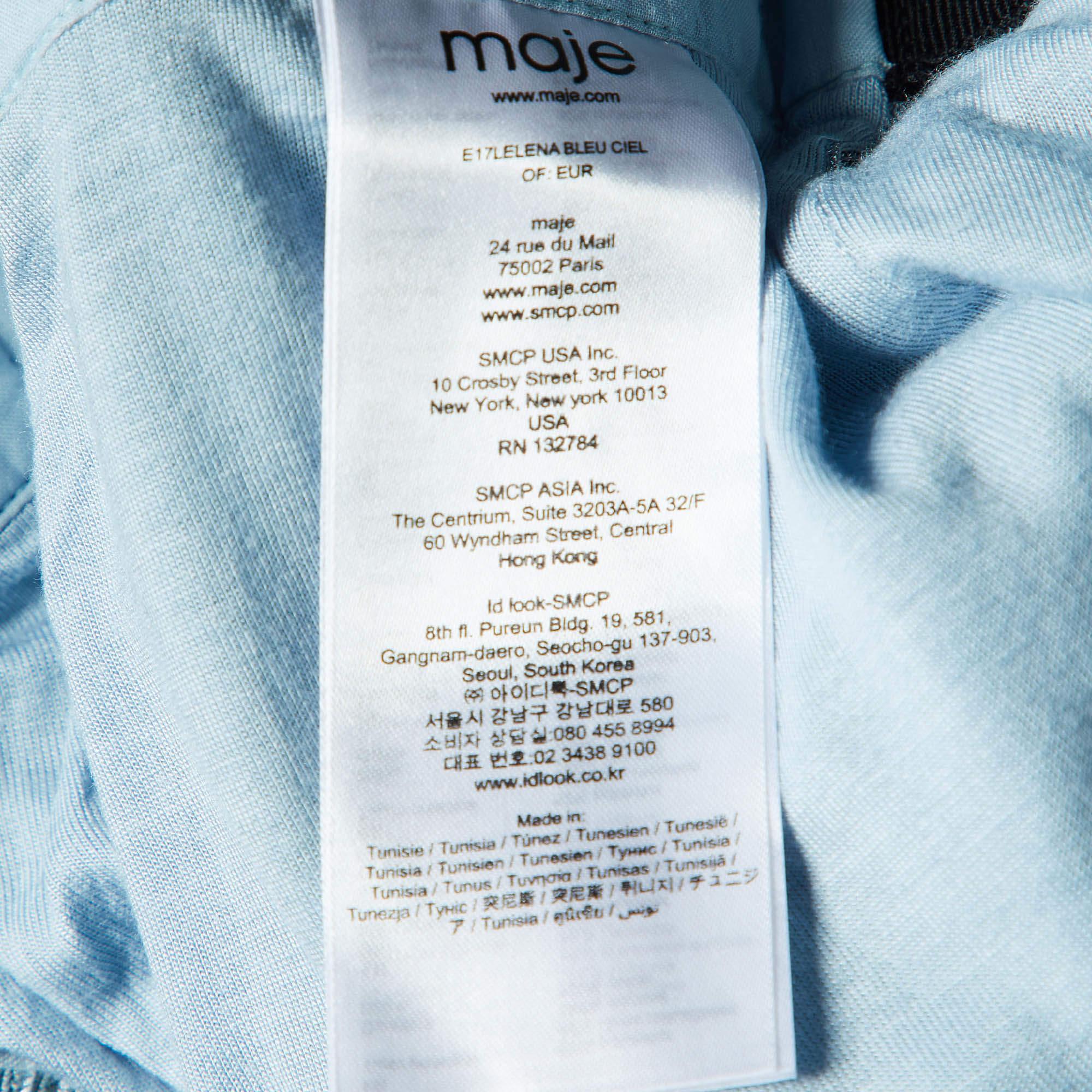 Maje Blue Lurex Knit Skirt Top Set L/M For Sale 3