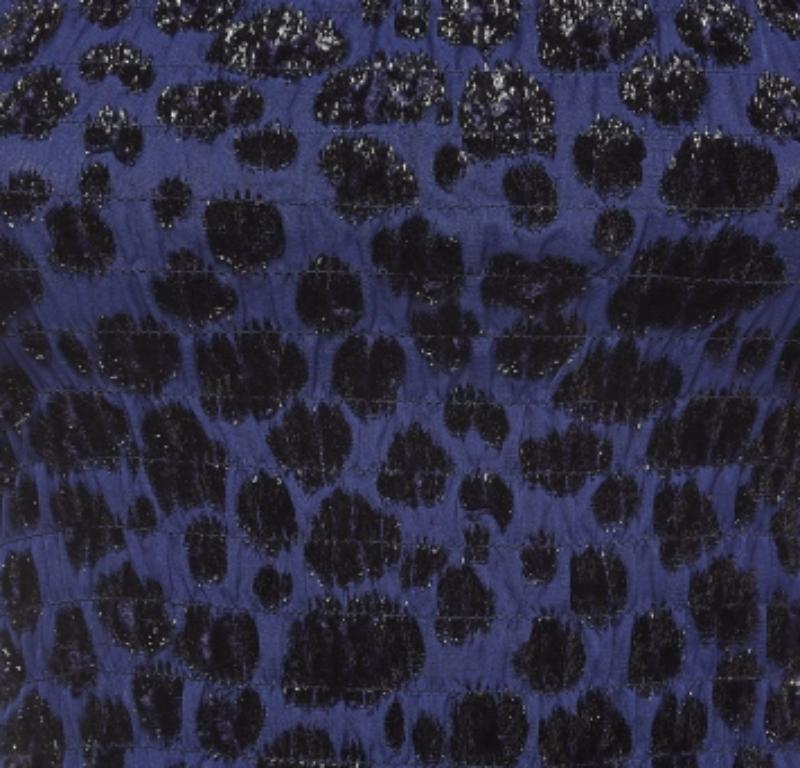 Maje Blau Raziel Fil-Coupe Jacquard-Kleid mit Leopardenmuster M im Angebot 1