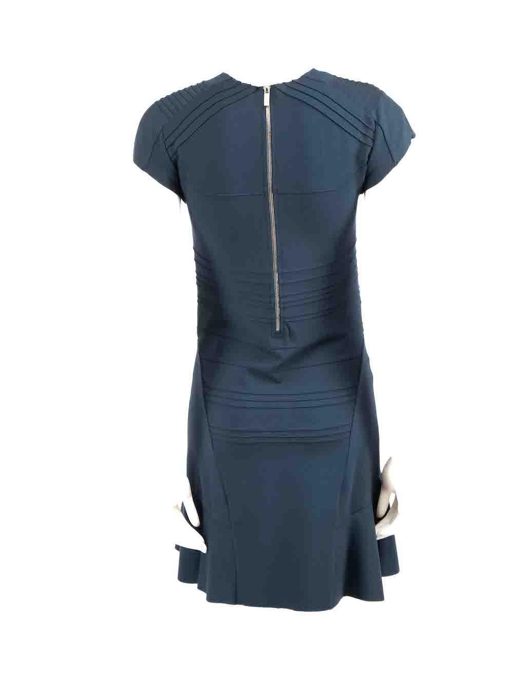 Maje Blue Round Neck Short Sleeve Midi Dress Size M In Good Condition For Sale In London, GB