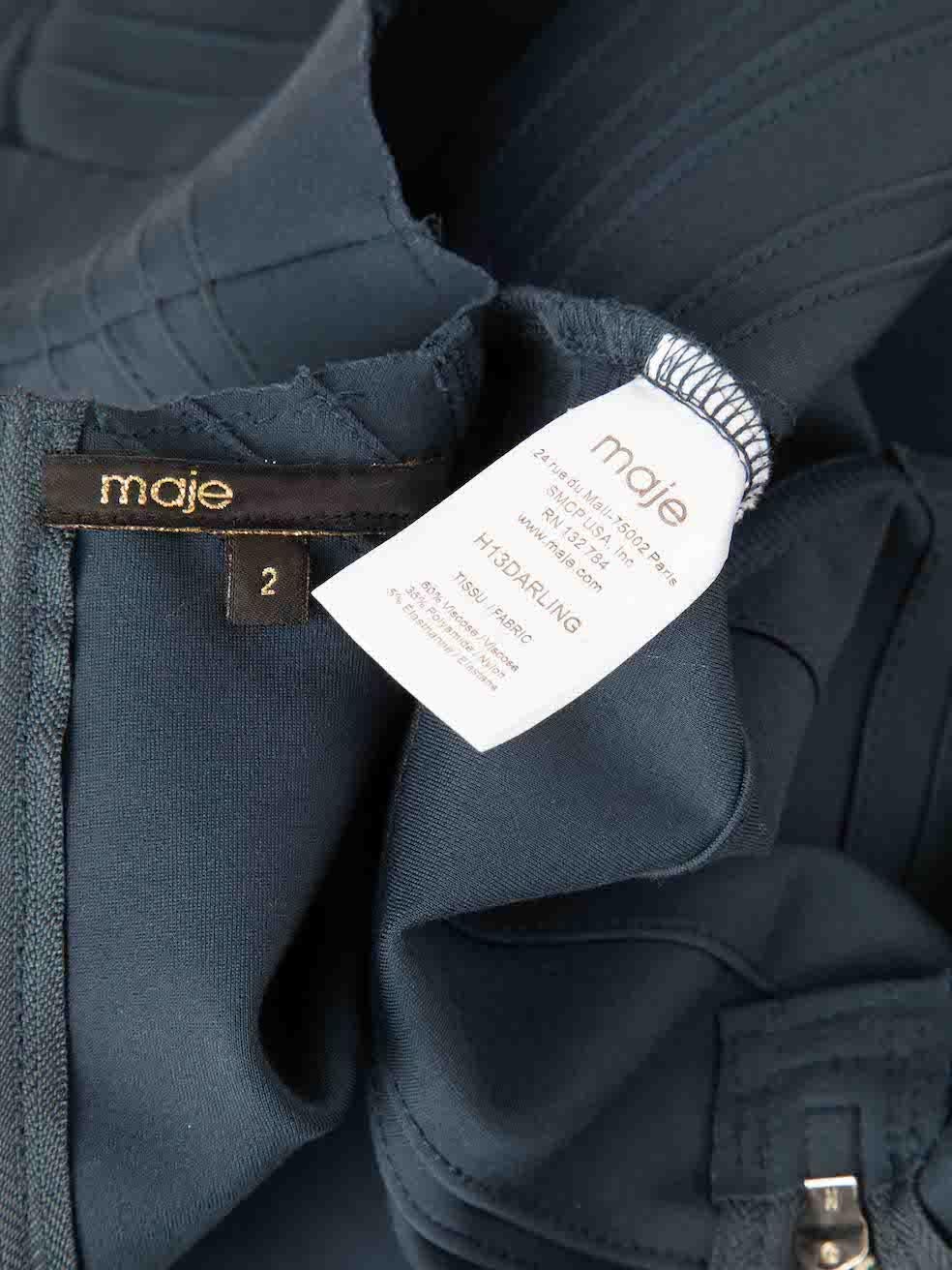 Maje Blue Round Neck Short Sleeve Midi Dress Size M For Sale 3