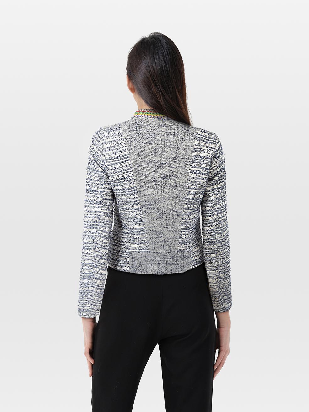 CONDITION is Very good. Minimal wear to the jacket is evident. Light discolouration on the back neck designer label on this used Maje designer resale item.
 
 
 
 Details
 
 
 Blue
 
 Cotton
 
 Jacket
 
 Long sleeves
 
 Multicolour beaded trim
 
