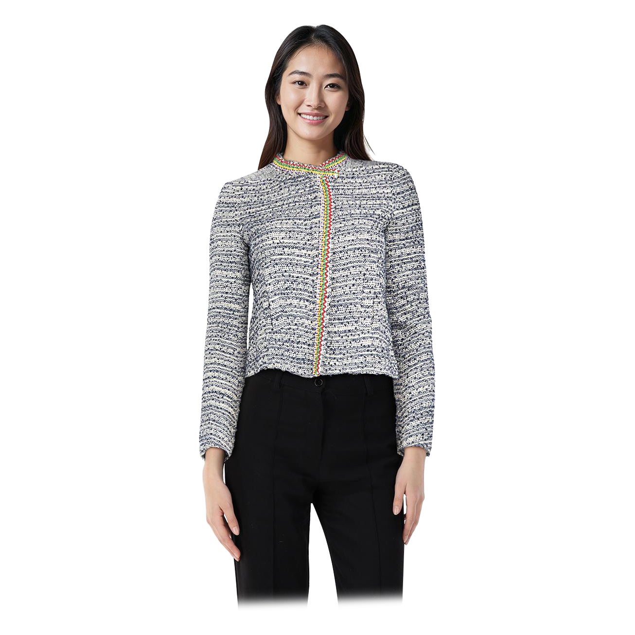 Maje - Giacca con perline in tweed blu - taglia S