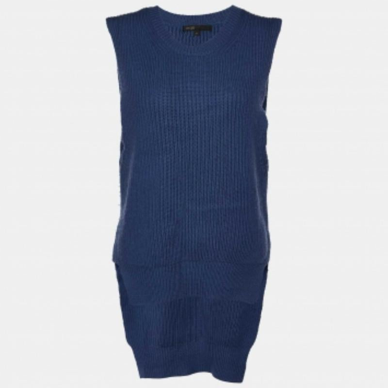 Maje Jersey sin mangas de punto de lana azul M Azul en venta