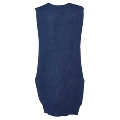 Maje Blue Wool Knit High-Low Sleeveless Sweater Top M