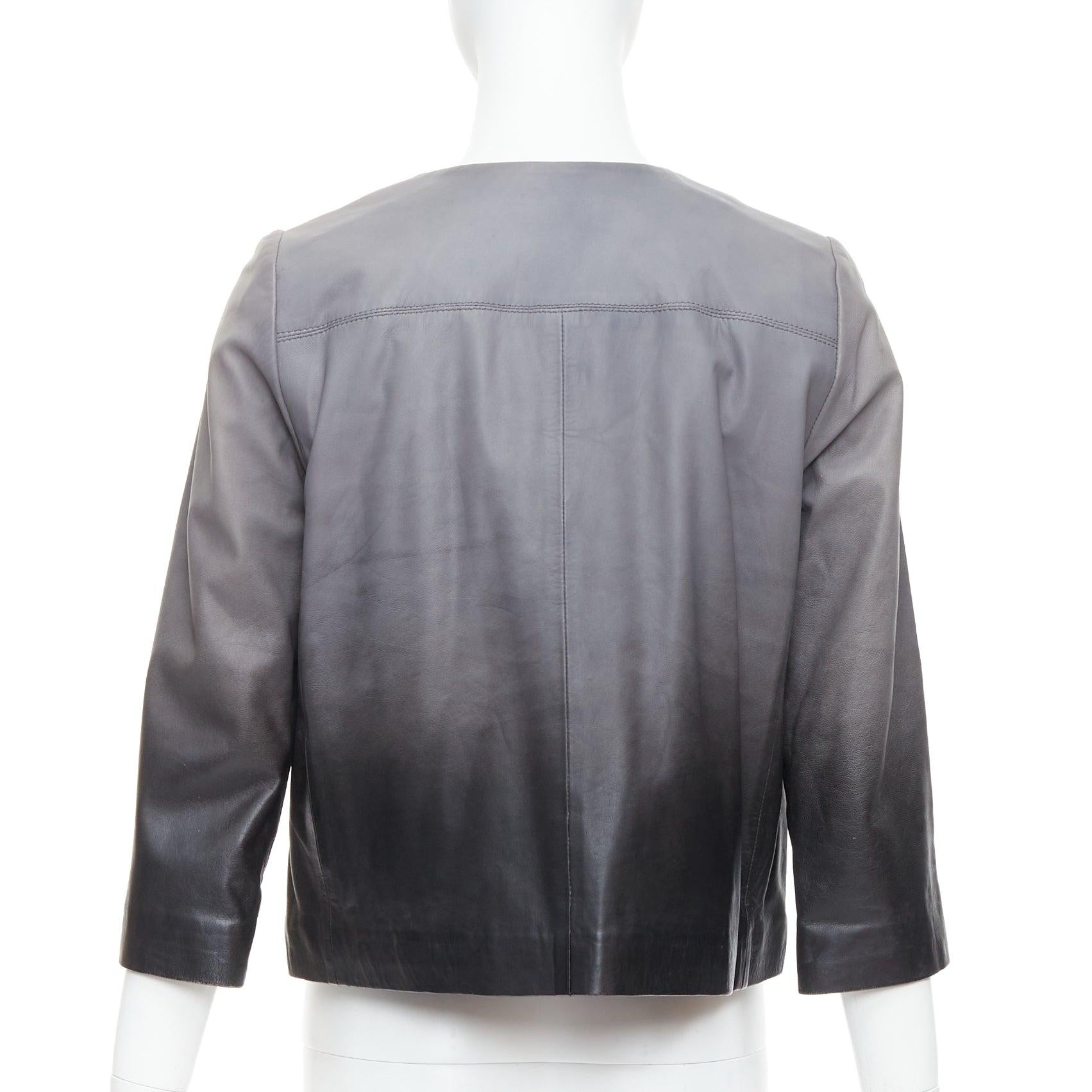 Women's MAJE Bokio grey black ombre lambskin leather flare jacket FR1 For Sale