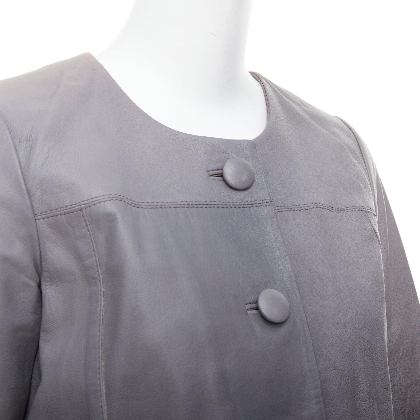 MAJE Bokio grey black ombre lambskin leather flare jacket FR1 For Sale 2