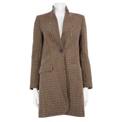 Manteau mi-long en laine pied-de-poule Brown Maje Taille S