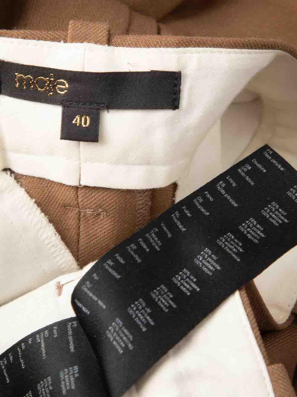 Maje Brown Wool Wide Leg Trousers Size L For Sale 3
