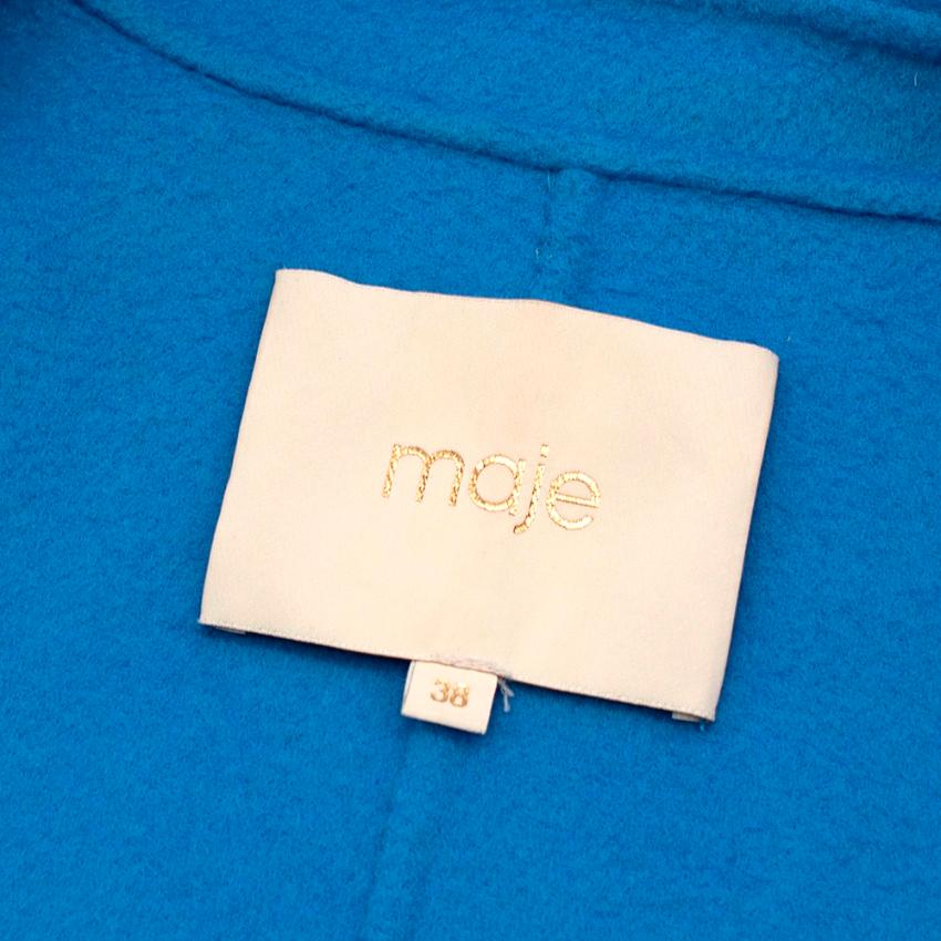 Manteau croisé Maje Cerulean bleu en laine mélangée avec ceinture - Taille US6 Neuf à London, GB