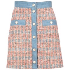 Maje Chequered Buttoned Mini Skirt Size S