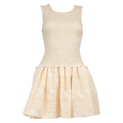 Maje mini-robe ajustée à fleurs évasées crème, taille M