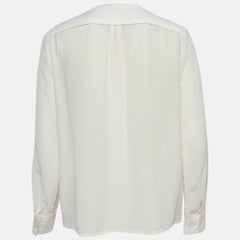 Maje Cremefarbene Seidenbluse mit langen Ärmeln S