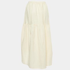 Maje Cream Textured Cotton Asymmetrical Skirt M