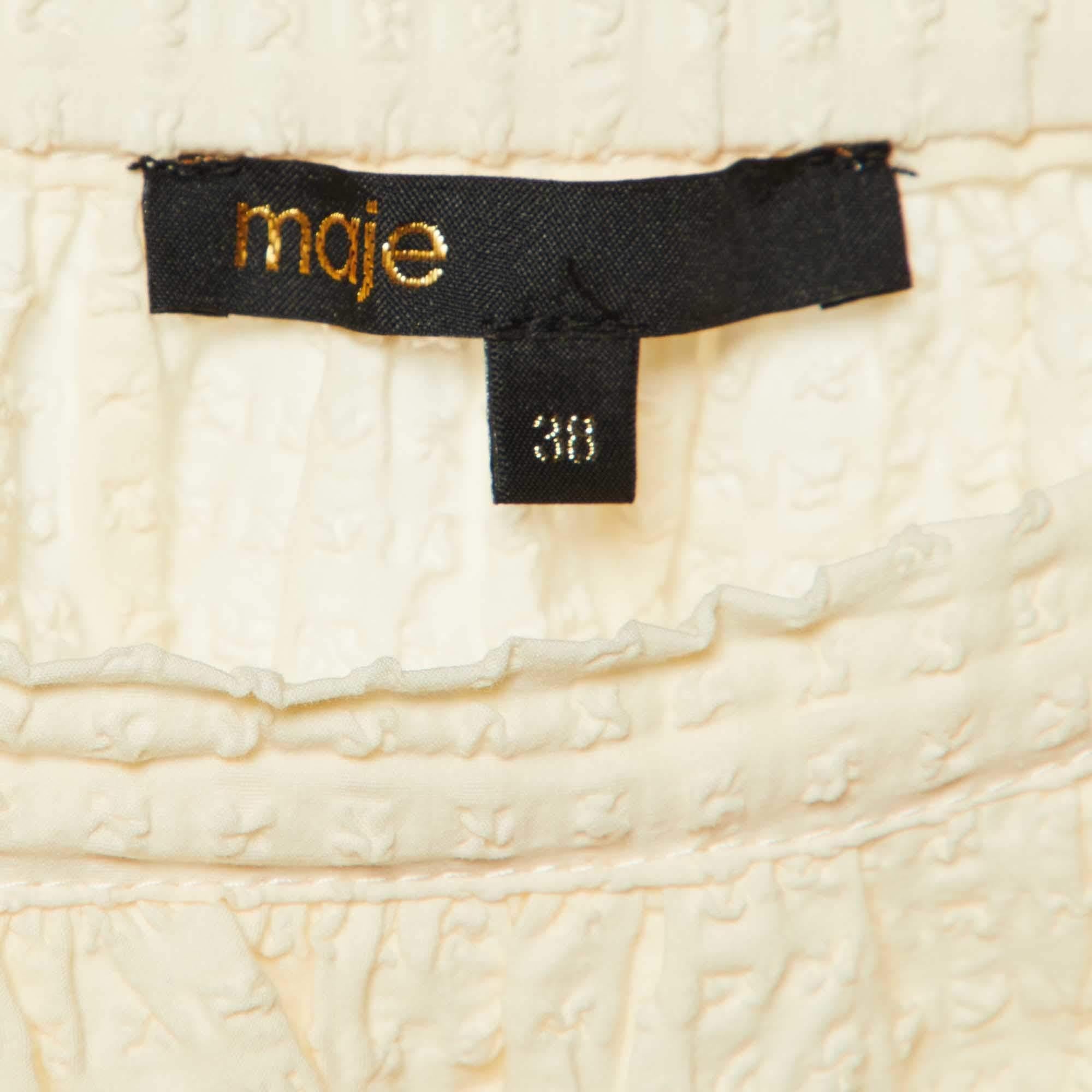 Maje Gonna asimmetrica in cotone strutturato color crema M. In condizioni buone in vendita a Dubai, Al Qouz 2