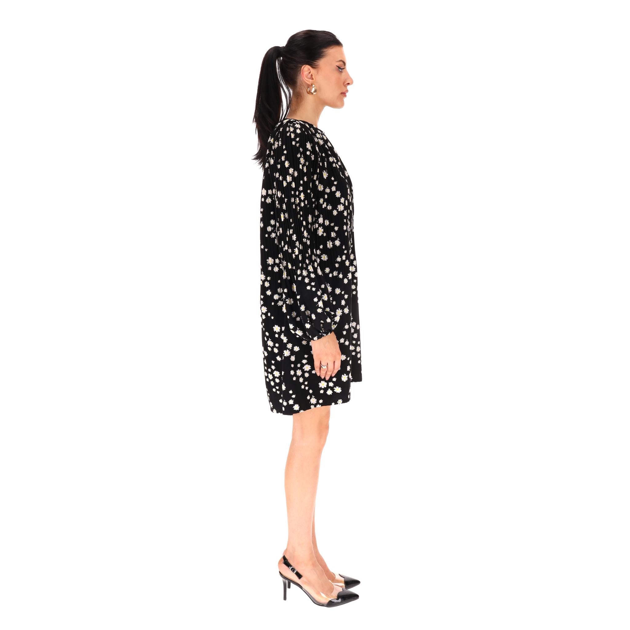 Maje Daisy Print Plissee-Kleid (Schwarz) im Angebot