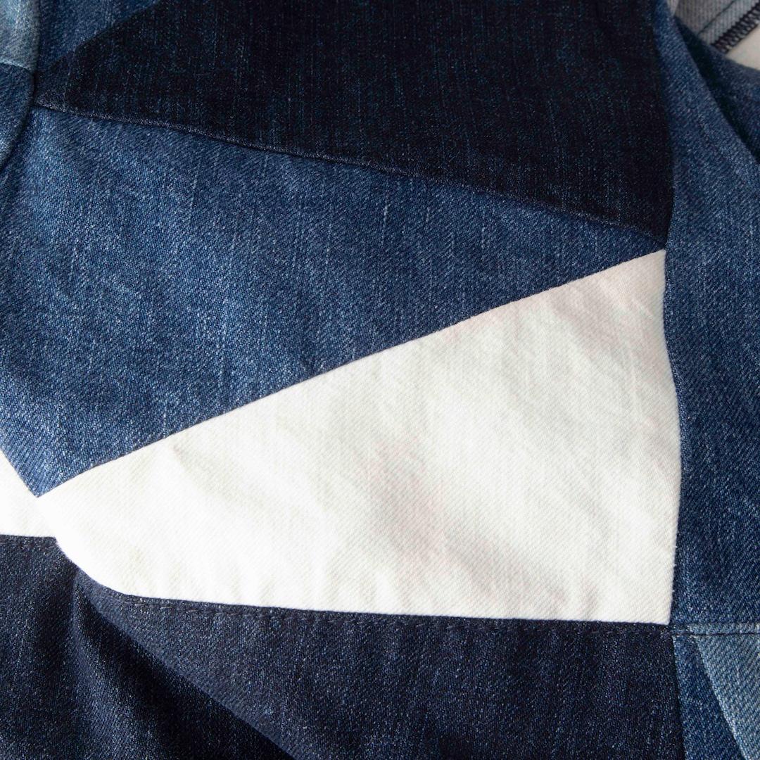 Gray Maje Denim Patchwork V Neck Dress Size S For Sale