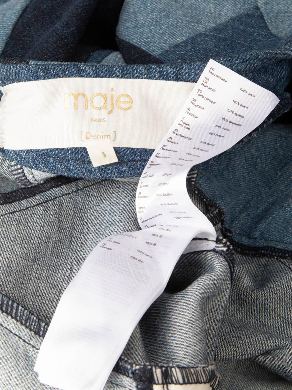 Maje Denim Patchwork V Neck Dress Size S In Good Condition For Sale In London, GB