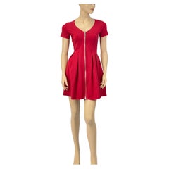 Maje EU 32 Red Short-Sleeve A-Line Zipper Dress