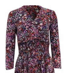 Maje Floral-Print Asymmetric Midi Dress in Multicolor Viscose