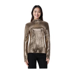 Maje - Top a maniche lunghe metallizzato oro Taglia L.