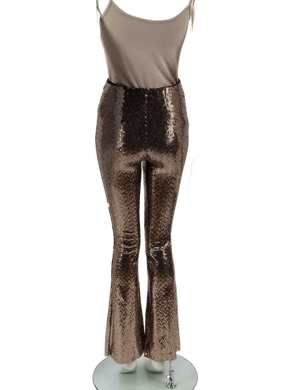 Maje Gold Sequin Bootcut Trousers Size XS In Good Condition For Sale In London, GB