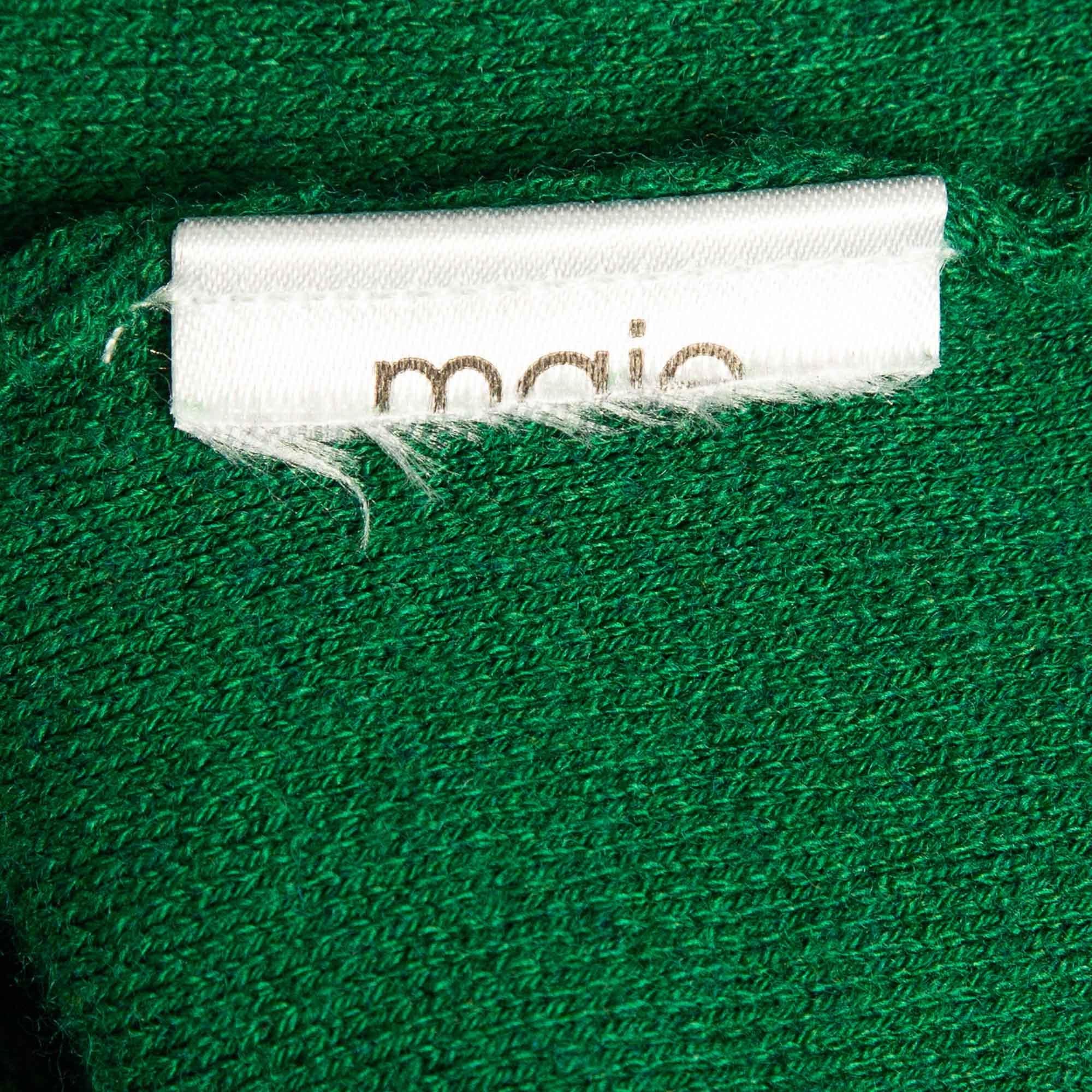 Maje Green/Black Embellished Knit Button Fornt Bomber Jacket M. 1