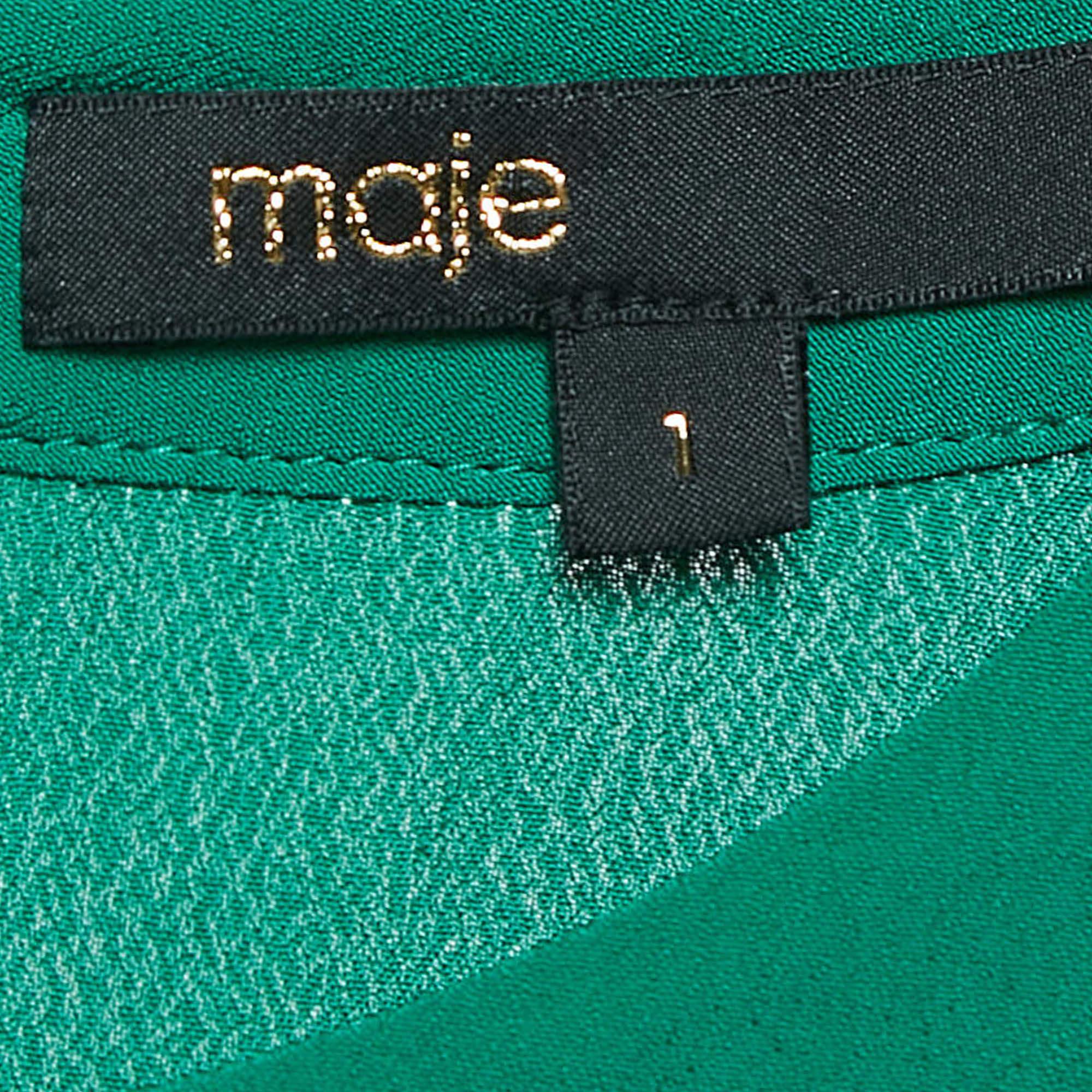 Women's Maje Green Crepe Asymmetric Flared Short Dress S