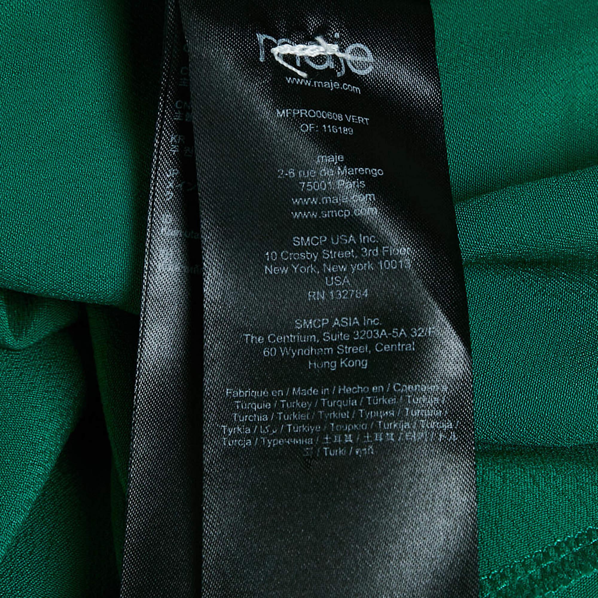 Maje Green Crepe Asymmetric Flared Short Dress S 1