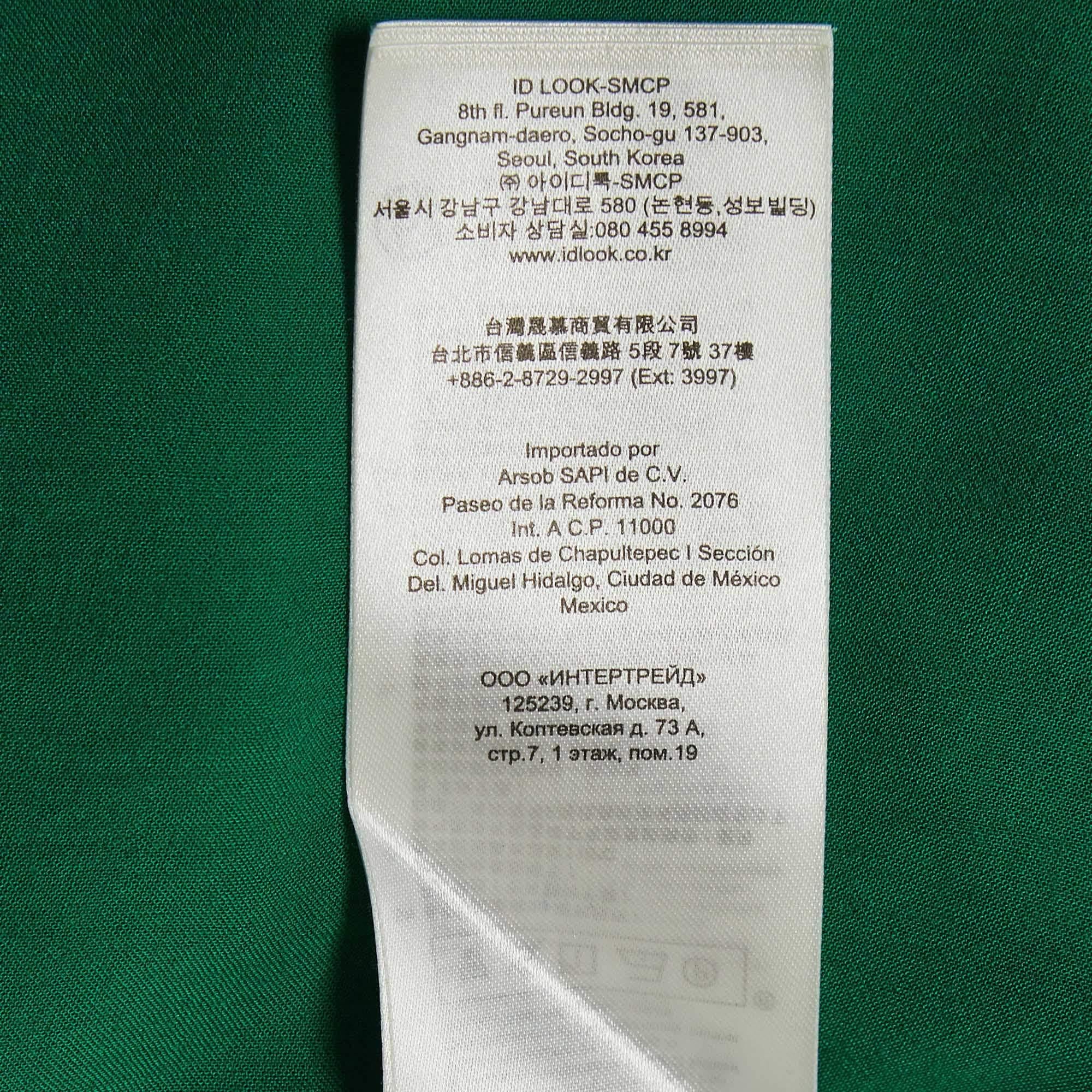 Maje Green Satin Ruffled Rovanta Midi Dress L 3