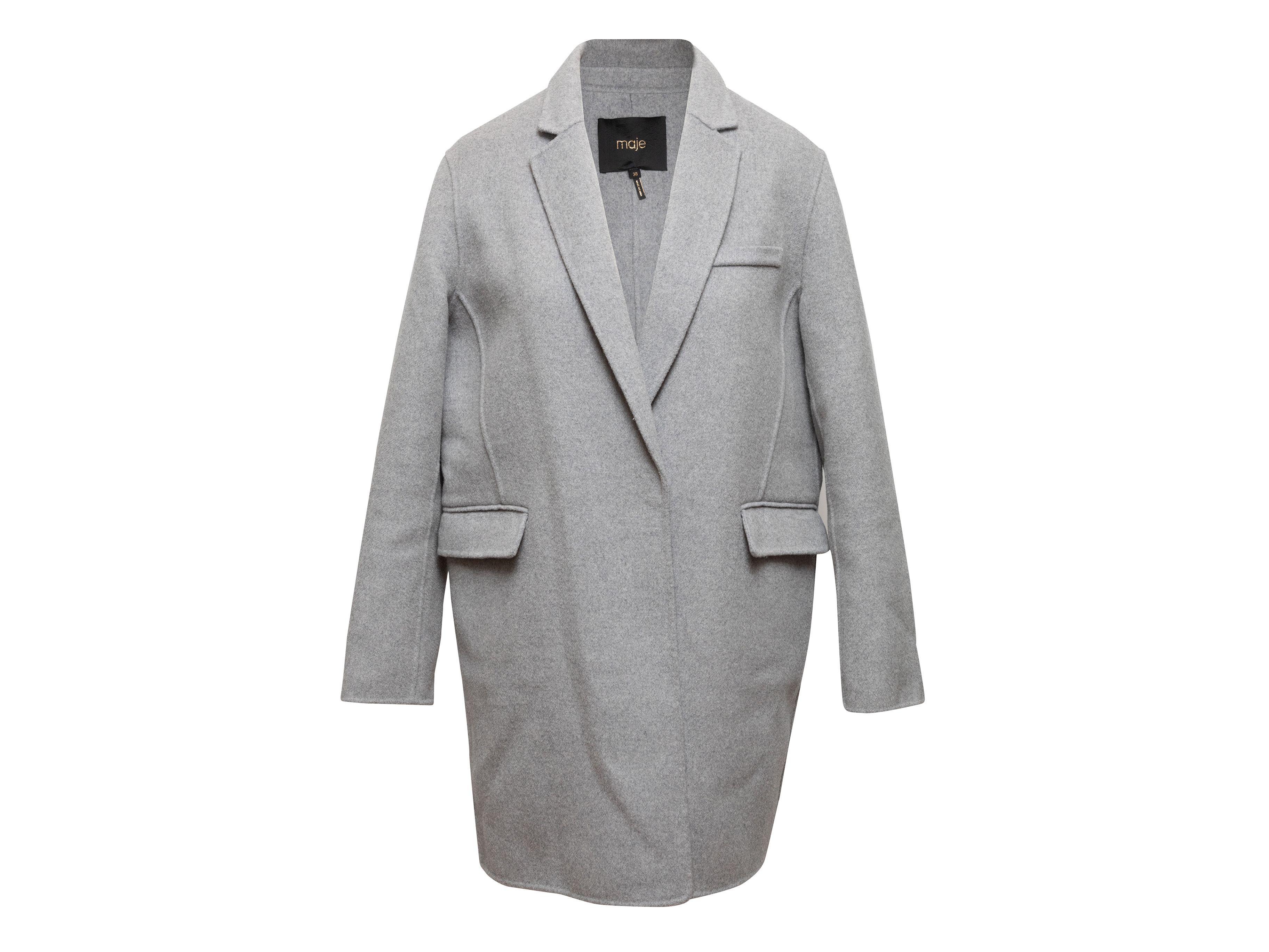 Maje Grey Wool Coat In Good Condition In New York, NY