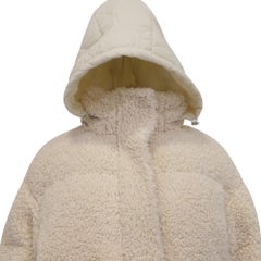 Maje Groom Hooded Teddy Jacket in Ivory Fleece