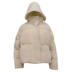 Maje Groom Hooded Teddy Jacket in Ivory Fleece
