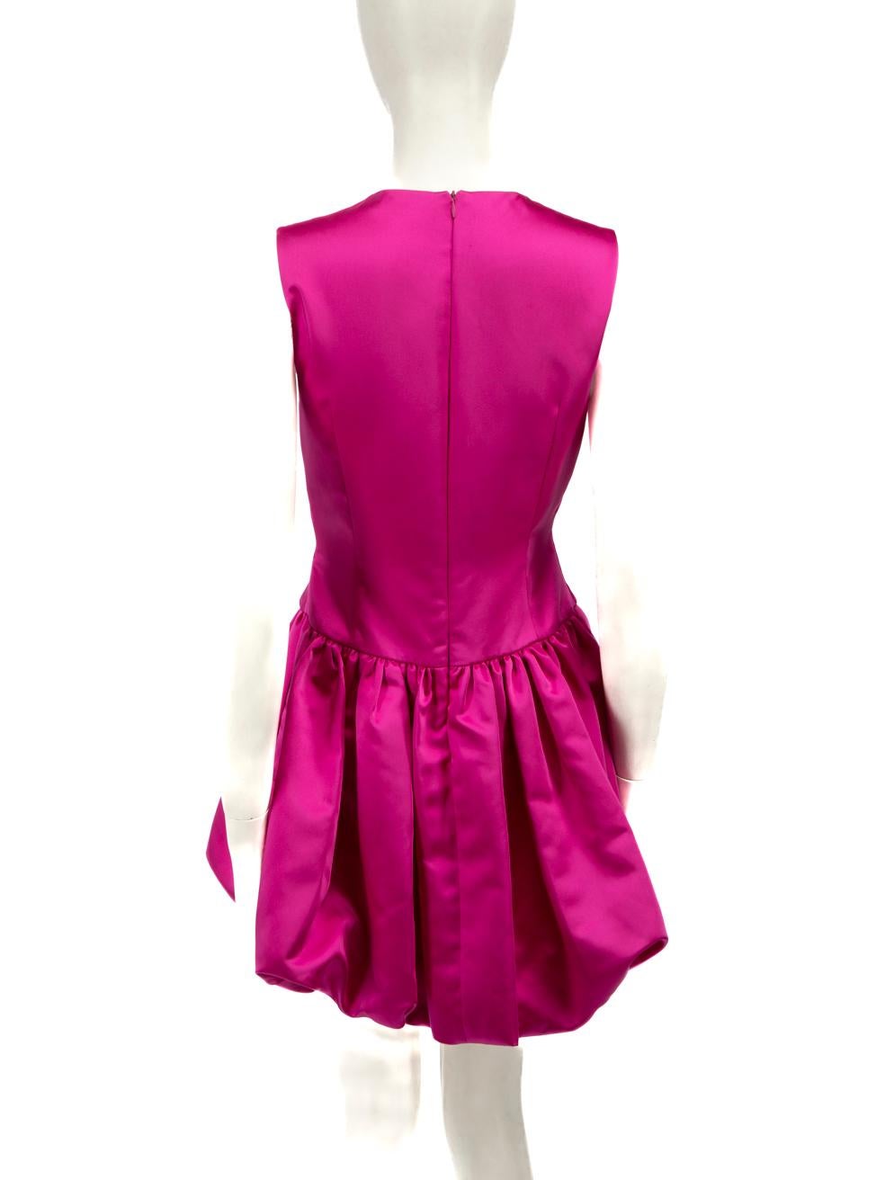 Maje Hot Pink Bubble Hem Mini Dress Size M In Good Condition For Sale In London, GB