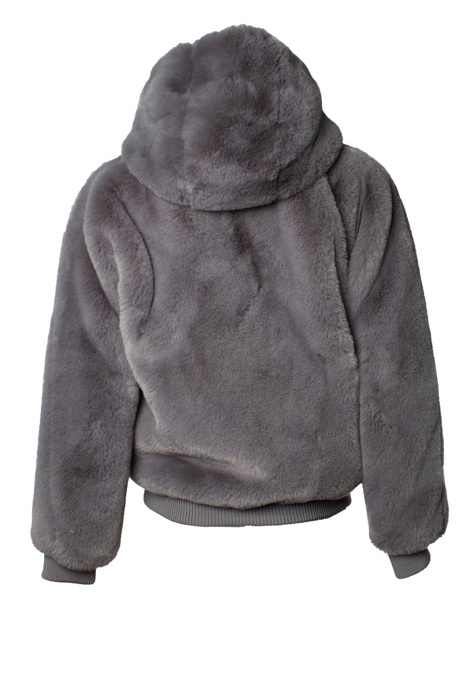 Black Maje, imitation fur bomber in grey For Sale