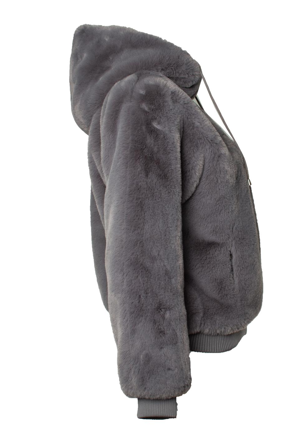 Maje, imitation fur bomber in grey In Excellent Condition For Sale In AMSTERDAM, NL