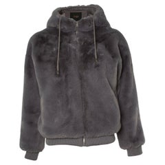 Maje, imitation fur bomber in grey