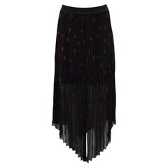 Maje Jengo Embroidered Heart Midi Skirt in Black Polyester