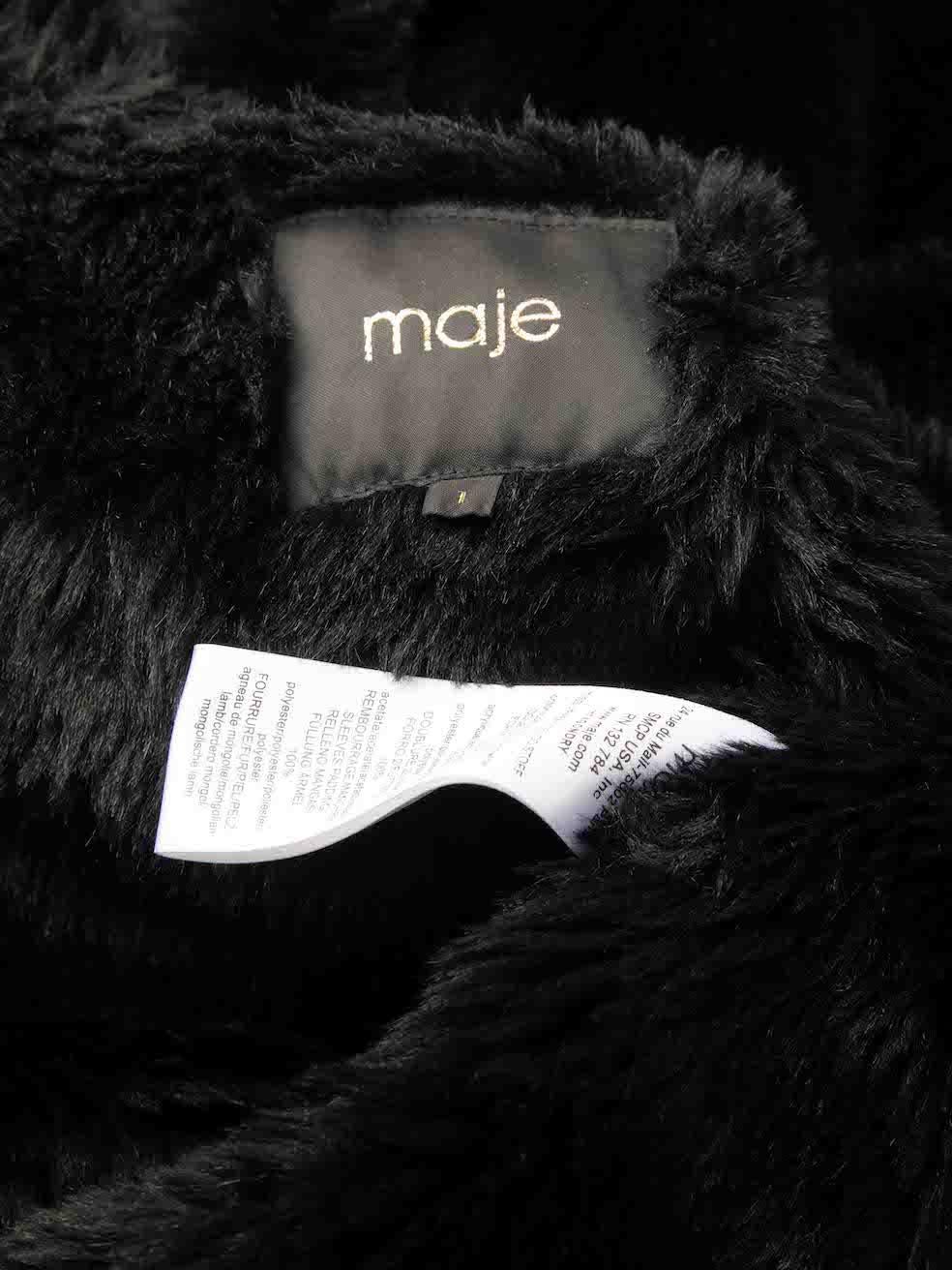 Maje Khaki Faux Fur Lined Parka Coat Size S For Sale 2