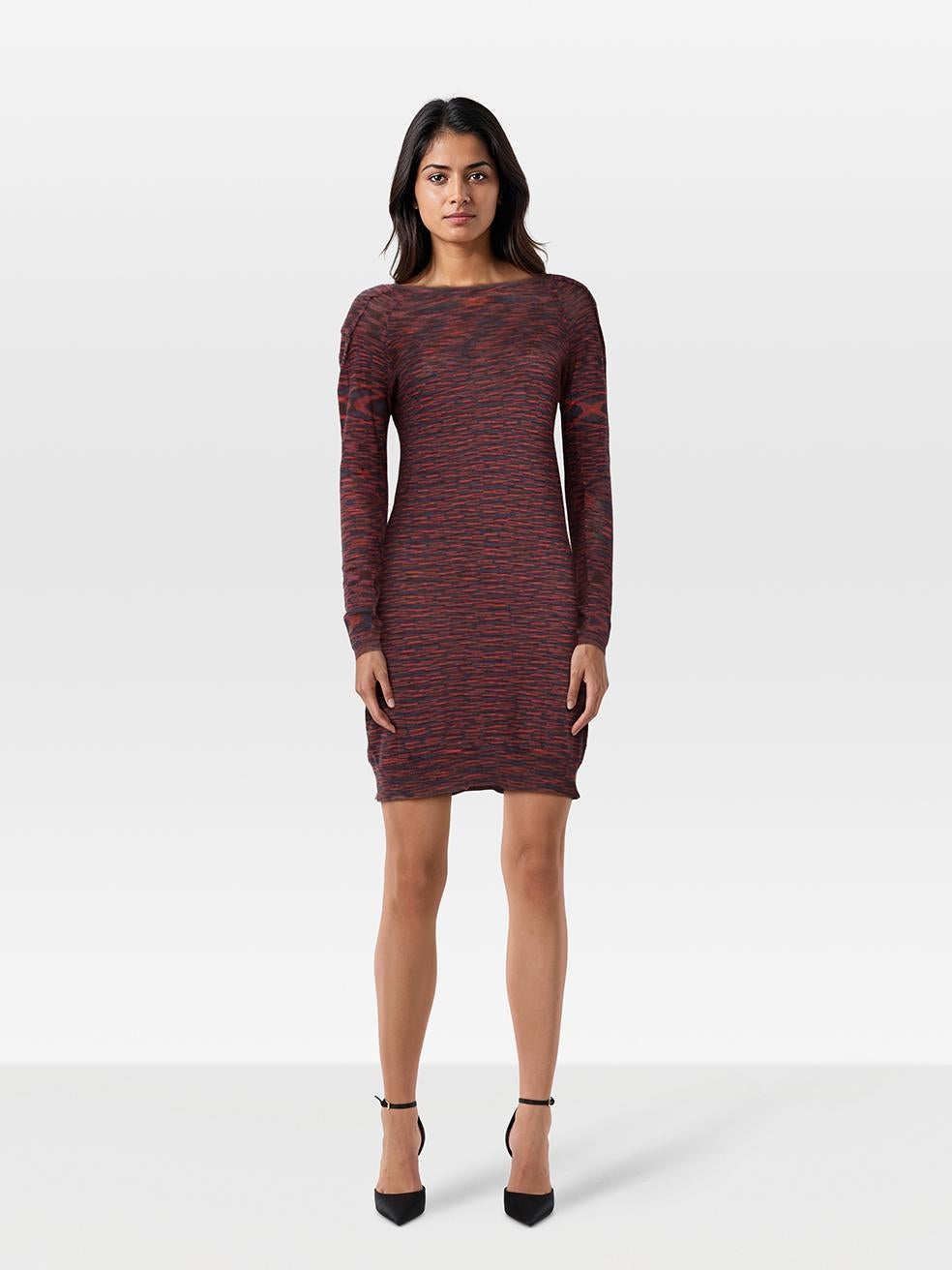Maje Robe à manches longues en tricot longueur genou Taille M